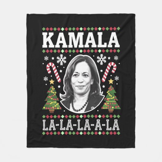 Kamala Harris 2024 Kerst Comma La Xmas Fleece Deken (Voorkant)