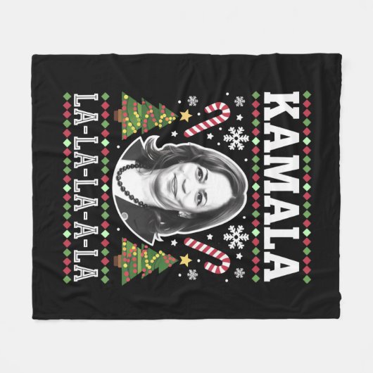 Kamala Harris 2024 Kerst Comma La Xmas Fleece Deken (Voorkant (Horizontaal))