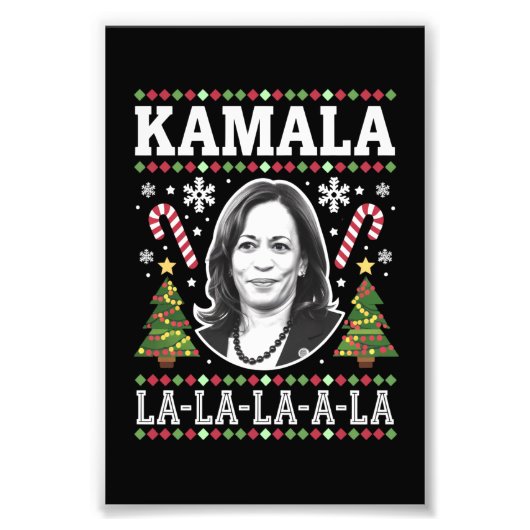 Kamala Harris 2024 Kerst Comma La Xmas Foto Afdruk (Voorkant)