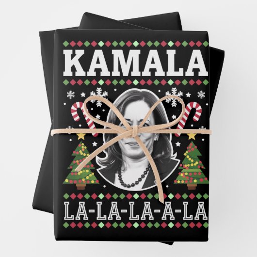 Kamala Harris 2024 Kerst Comma La Xmas Inpakpapier Vel (In situ)