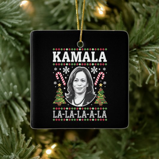 Kamala Harris 2024 Kerst Comma La Xmas Keramisch Ornament (Boom)