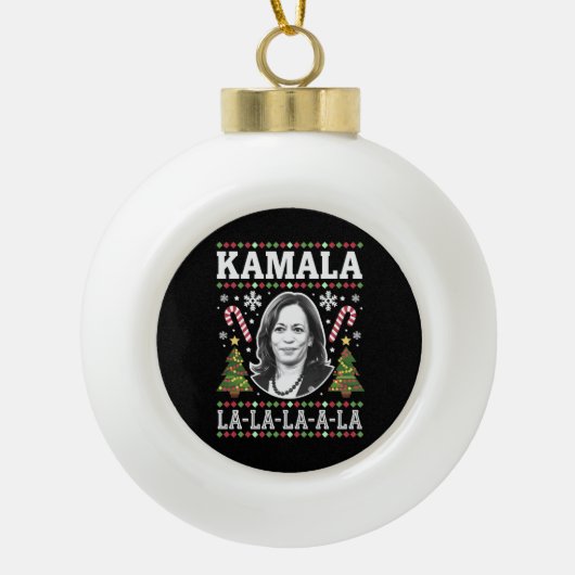 Kamala Harris 2024 Kerst Comma La Xmas Keramische Bal Ornament (Voorkant)