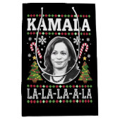 Kamala Harris 2024 Kerst Comma La Xmas Medium Cadeauzakje (Voorkant)