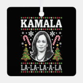 Kamala Harris 2024 Kerst Comma La Xmas Metalen Ornament (Voorkant)