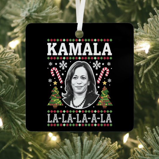 Kamala Harris 2024 Kerst Comma La Xmas Metalen Ornament (Insitu)