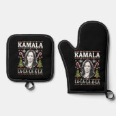 Kamala Harris 2024 Kerst Comma La Xmas Ovenwant & Pannenlap Set (Voorkant)