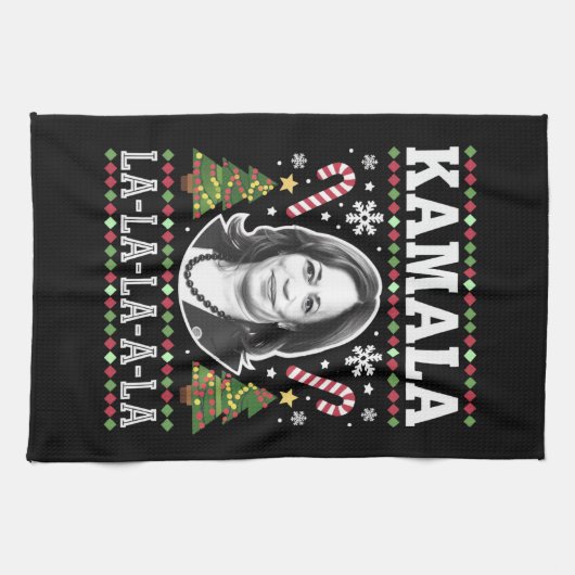 Kamala Harris 2024 Kerst Comma La Xmas Theedoek (Horizontaal)