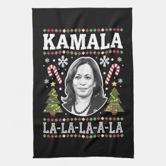 Kamala Harris 2024 Kerst Comma La Xmas Theedoek (Verticaal)