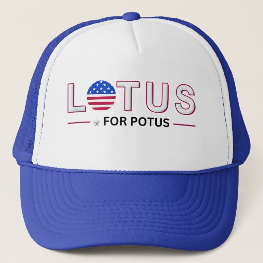 Kamala Harris 2024 Lotus voor Potus Trucker Pet (Voorkant)