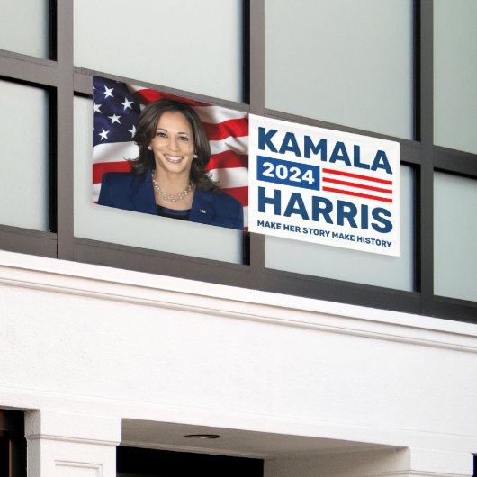 Kamala Harris 2024 Maak haar verhaal Geschiedenis Spandoek (Buitenkant Gebouw)