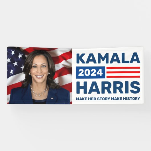 Kamala Harris 2024 Maak haar verhaal Geschiedenis  Spandoek (Horizontaal)