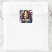 Kamala Harris 2024 niet terug grafische kunst Vierkante Sticker (Tas)