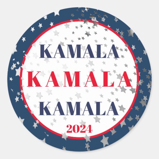 Kamala Harris 2024 Ondersteuning Rood Wit Blauw Ronde Sticker (Voorkant)