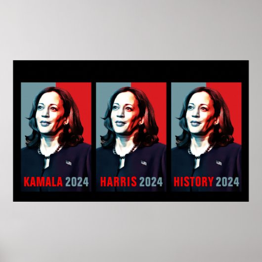 Kamala Harris 2024 Pop Kunstdrieluik Geschiedenis Poster (Voorkant)