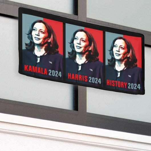 Kamala Harris 2024 Pop Kunstgeschiedenis Outdoor Spandoek (Buitenkant Gebouw)