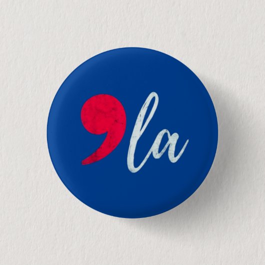 Kamala Harris 2024 President Comma La Funny Ronde Button 3,2 Cm (Voorkant)