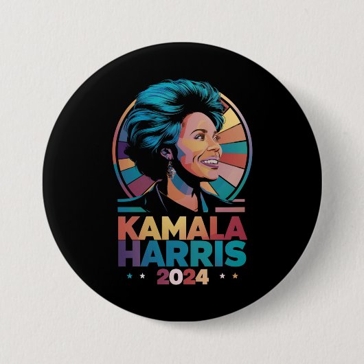 Kamala Harris 2024 President Kamala Ronde Button 7,6 Cm (Voorkant)
