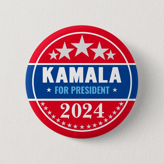 Kamala Harris 2024 President Knop Ronde Button 5,7 Cm (Voorkant)