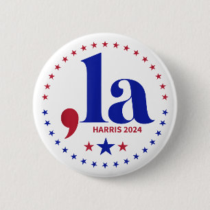 Kamala Harris 2024 President Komma La Funny Ronde Button 5,7 Cm