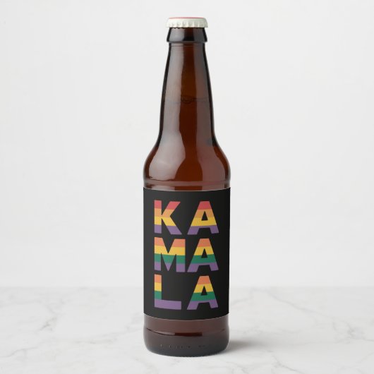 Kamala Harris 2024 Rainbow Flag Gay Pride LGBT Bier Etiket (Voorkant)