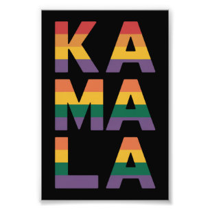 Kamala Harris 2024 Rainbow Flag Gay Pride LGBT Foto Afdruk