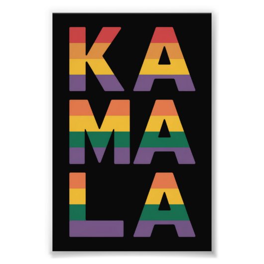Kamala Harris 2024 Rainbow Flag Gay Pride LGBT Foto Afdruk (Voorkant)