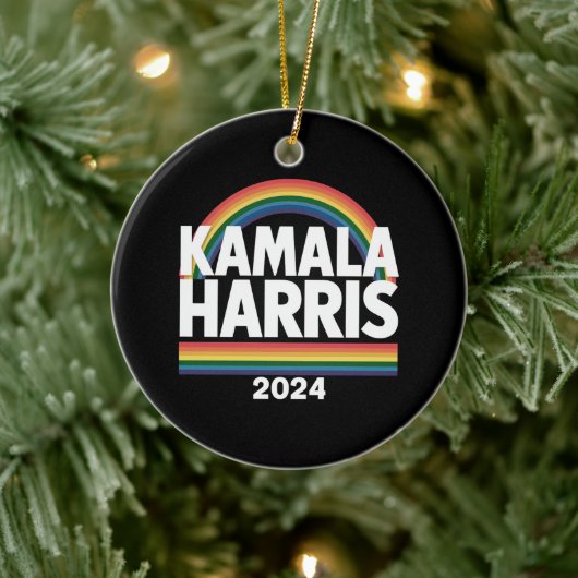 Kamala Harris 2024 Rainbow Gay Pride LGBT Verkiezi Keramisch Ornament (Boom)