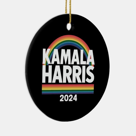 Kamala Harris 2024 Rainbow Gay Pride LGBT Verkiezi Keramisch Ornament (Rechts)