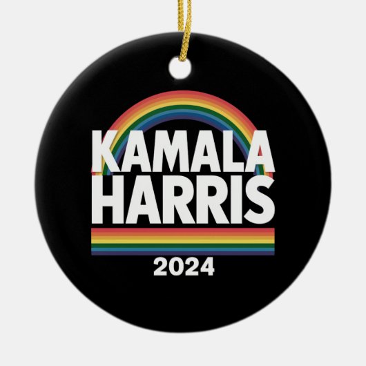 Kamala Harris 2024 Rainbow Gay Pride LGBT Verkiezi Keramisch Ornament (Voorkant)