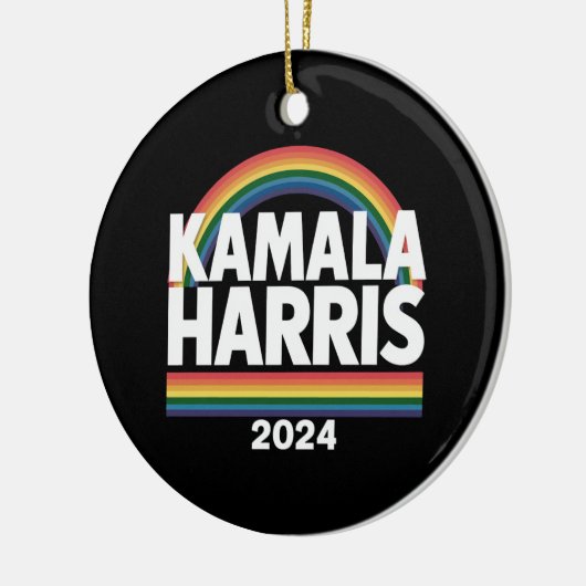 Kamala Harris 2024 Rainbow Gay Pride LGBT Verkiezi Keramisch Ornament (Links)