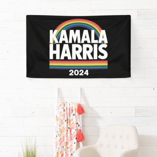 Kamala Harris 2024 Rainbow Gay Pride LGBT Verkiezi Spandoek (Insitu)