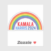 Kamala Harris 2024 Rainbow LGBTQ Laptop Sticker (Vel)