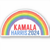 Kamala Harris 2024 Rainbow LGBTQ Laptop Sticker (Voorkant)