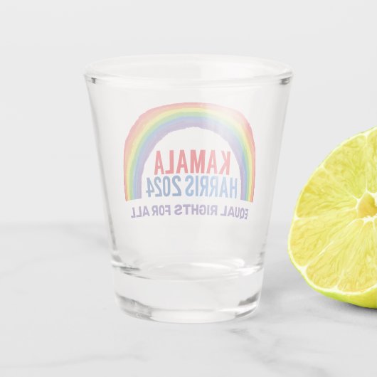 Kamala Harris 2024 Rainbow LGBTQ Rechten Shot Glas (Achterkant)