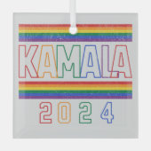 Kamala Harris 2024 Rainbow LGBTQ Retro Glas Ornament (Voorkant)