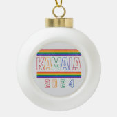 Kamala Harris 2024 Rainbow LGBTQ Retro Keramische Bal Ornament (Voorkant)