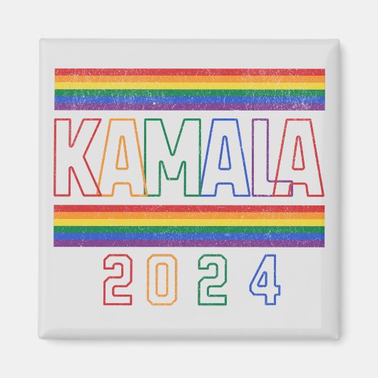 Kamala Harris 2024 Rainbow LGBTQ Retro Magneet (Voorkant)