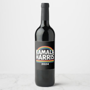 Kamala Harris 2024 Regenboog Gay Pride LGBT Verkie Wijn Etiket