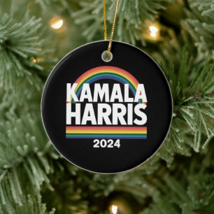 Kamala Harris 2024 Regenboog Homoprent LGBT Verkie Keramisch Ornament