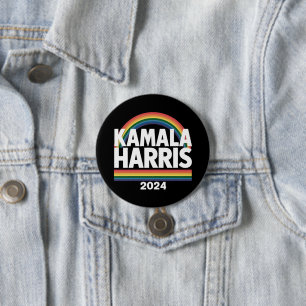 Kamala Harris 2024 Regenboog Homoprent LGBT Verkie Ronde Button 7,6 Cm