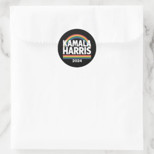 Kamala Harris 2024 Regenboog Homoprent LGBT Verkie Ronde Sticker