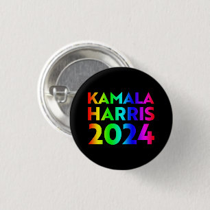 Kamala Harris 2024 regenboog typografie zwart Ronde Button 3,2 Cm