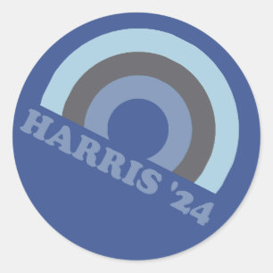 Kamala Harris 2024 Retro Regenboog  Ronde Sticker
