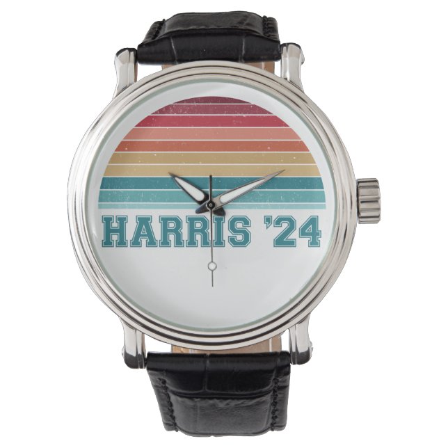 Kamala Harris 2024 Retro Sunset  Horloge (Voorkant)