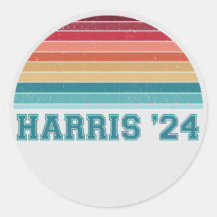 Kamala Harris 2024 Retro Sunset Ronde Sticker