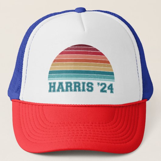 Kamala Harris 2024 Retro Sunset  Trucker Pet (Voorkant)