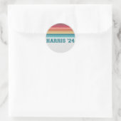 Kamala Harris 2024 Retro Zonsondergang Vintage Ronde Sticker (Tas)