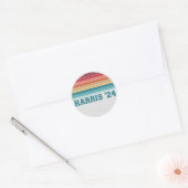 Kamala Harris 2024 Retro Zonsondergang Vintage Ronde Sticker (Envelop)