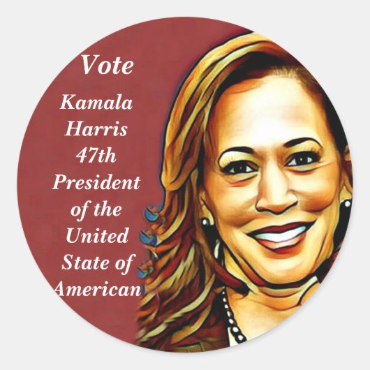 Kamala Harris-2024_ Ronde Sticker (Voorkant)