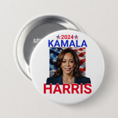 Kamala Harris 2024 rood, wit en blauw Ronde Button 7,6 Cm (Voorkant /achterkant)